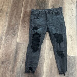 American Eagle Outfitters Ripped Charcoal Skinny Jeans